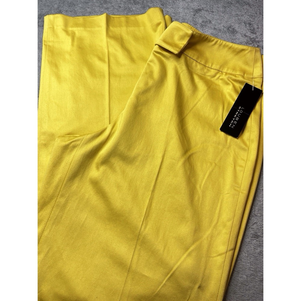 Louben Stretch Womens Yellow Wide Leg Dress Pants Trousers Size 12 New